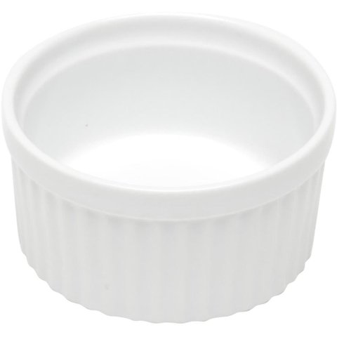 Kit 12 Ramekin Porcelana Branco 155ml Classic 8,4x5cm Canelado Molhos Guarnição