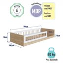 Ver imagem 5 de Cama Infantil Montessoriana 85cm X 194cm Grades de Proteção Cor:aveiro Oak com Branco