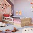 Ver imagem 3 de Cama Infantil Montessoriana 85cm X 194cm Grades de Proteção Cor:aveiro Oak com Branco