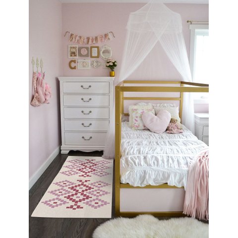 Tapete Passadeira Boho Gaia 45x140cm Pink - Antiderrapante