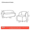 Ver imagem 4 de Kit 02 Poltronas Giratória e 01 Sofá Orgânico Leez 170cm 02 Lugares Bouclê Off White - Desk Design