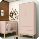Ver imagem 5 de Quarto de Bebê Berço Evolution + Guarda Roupa 2 Portas Classic Rosa Madeira Natural