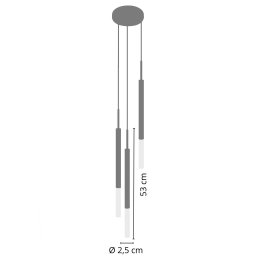 Luminária Pendente Teto Tubo Triplo Difusor Hall Sala Bronze - 3