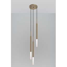 Luminária Pendente Teto Tubo Triplo Difusor Hall Sala Bronze - 2