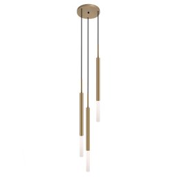 Luminária Pendente Teto Tubo Triplo Difusor Hall Sala Bronze - 1