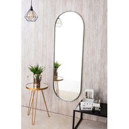 Espelho Decorativo Grande Oval com Moldura Metal Corpo Inteiro 170 X 70 Cm Industrial  - 1