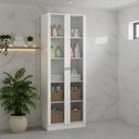 Ver imagem 1 de Armário Multiuso 60cm com 2 Portas de Vidro e 4 Prateleiras Am Branco