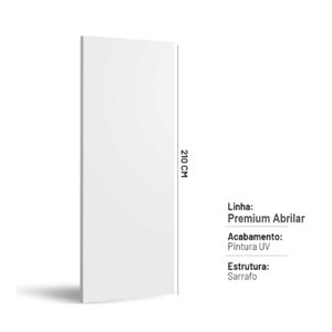 Porta Interna Lisa com Pintura Uv Branco Premium - 210x70
