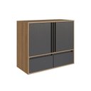 Ver imagem 2 de Gabinete de Banheiro Suspenso 80cm com 2 Portas e 2 Gavetas Mel e Grafite