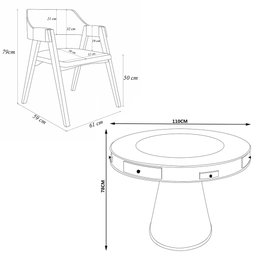 Conjunto Mesa de Jogos Carteado Bellagio Tampo Reversível e 4 Cadeiras Madeira Poker Base Cone Pu Pr - 6