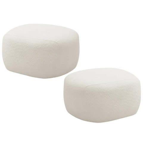 Kit 02 Puffs Decorativo Orgânico para Sala de Estar Living Barolo L06 Bouclê Off White - Lyam