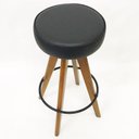 Ver imagem 2 de Banqueta Bar Alta Base Madeira Giratória Assento Preto - Poltronas do Sul