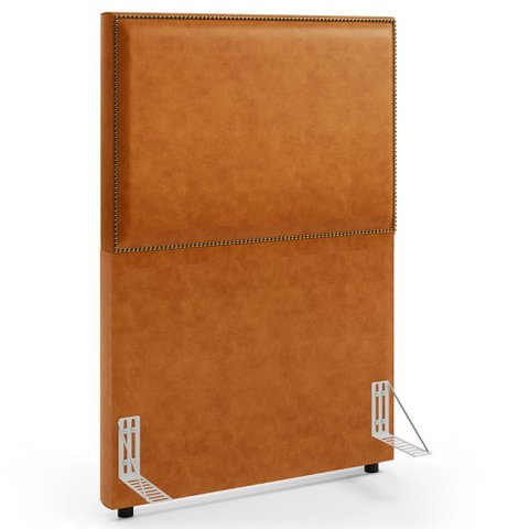 Cabeceira Box Solteiro com Tachas 100 Cm Vicenza L02 Couríssimo Canela - Lyam Decor 