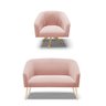 Kit 1 Namoradeira Pés Palito E 1 Poltrona Rosê Base Madeira - 1