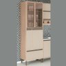 Armário Paneleiro Mdf 4 Portas Vidro 3 Prateleiras Multiuso Organizador Cozinha Marrom Madeira - 1