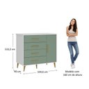 Ver imagem 4 de Quarto Infantil com Guarda-Roupa 2 Portas 2 Gavetas com Cômoda e Berço Magia Espresso Móveis Verde/Branco