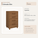 Ver imagem 4 de Cômoda Slim 4 Gavetas para Quarto Cinamomo Formimóveis