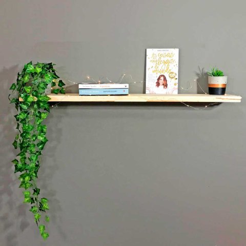 Prateleira de Parede Suspensa 100cm Natural e Branco