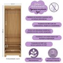 Ver imagem 2 de Guarda-roupa Infantil 62cm 2 Portas com Vidro e 2 Gavetas Nina Multimóveis Mp4502 Madeirado/branco