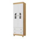 Ver imagem 5 de Guarda-roupa Infantil 62cm 2 Portas com Vidro e 2 Gavetas Nina Multimóveis Mp4502 Madeirado/branco