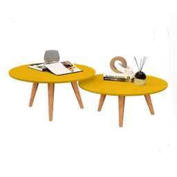 Conjunto de Mesas de Centro Amarelo - 2