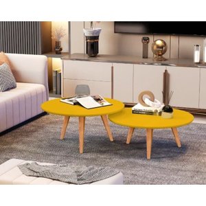 Conjunto de Mesas de Centro Amarelo