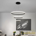 Ver imagem 5 de Lustre Led Moderno Pendente 89w Preto C/ Controle 60cm