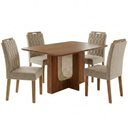 Ver imagem 1 de Mesa de Jantar Louise Mdf com 4 Cadeiras Estofadas Suede Joli Molci