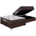 Ver imagem 1 de Cama Box Baú Casal: Colchão Espuma D45 Polar Pérola Euro Pillow + Base CRC Courano Brown(138x188