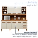 Ver imagem 2 de Kit de Cozinha Atenas 7 Portas 3 Gavetas - Kaiki Móveis Nature/Off White