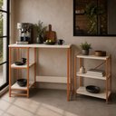 Ver imagem 1 de Kit Bancada Gourmet + Estante 3 Prateleiras com Cobre e Off White Klm Store
