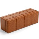 Ver imagem 4 de Kit Cabeceira Cama Box Casal 140cm com Calçadeira Roma W01 Couríssimo Camel - Lyam Lyam Decor