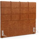 Ver imagem 3 de Kit Cabeceira Cama Box Casal 140cm com Calçadeira Roma W01 Couríssimo Camel - Lyam Lyam Decor