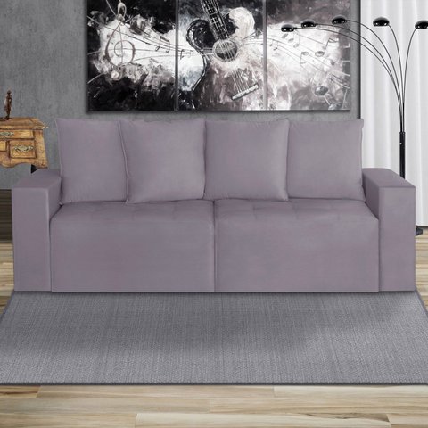 Sofá Retrátil 3 Lugares 200cm Nyc Rosa Rosê