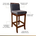 Ver imagem 3 de Kit 3 Banquetas Médias Gourmet Estofada com Encosto 38 x 92Cm Turim Madeira Maciça Suede Cinza CCS