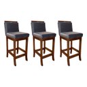 Ver imagem 1 de Kit 3 Banquetas Médias Gourmet Estofada com Encosto 38 x 92Cm Turim Madeira Maciça Suede Cinza CCS