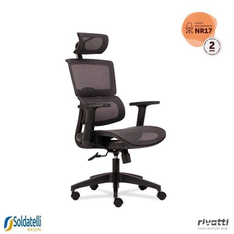 Cadeira Office Oregon com Tela Mesh e Braços Rebatíveis 3d Verde ou Preta - Rivatti