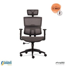 Cadeira Office Oregon com Tela Mesh e Braços Rebatíveis 3d Verde ou Preta - Rivatti - 3