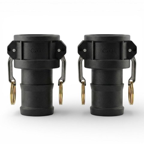 Kit 02 Engates Rápido Conexão Fêmea Espigão 2,5 Polegadas em Polipropileno Preto