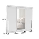Ver imagem 4 de Guarda-roupa Casal Madrid 3 Portas 4 Gavetas com Espelho Branco - Politorno