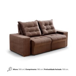 Sofá Retrátil/reclinável Pará 1,90m Suede Marrom com Molas no Assento - Vivaro Decor - 7