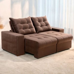 Sofá Retrátil/reclinável Pará 1,90m Suede Marrom com Molas no Assento - Vivaro Decor