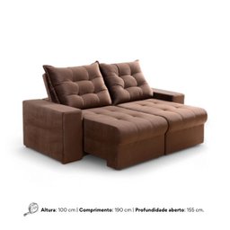 Sofá Retrátil/reclinável Pará 1,90m Suede Marrom com Molas no Assento - Vivaro Decor - 8