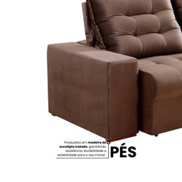 Sofá Retrátil/reclinável Pará 1,90m Suede Marrom com Molas no Assento - Vivaro Decor - 6