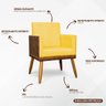 Kit 2 Poltronas Decorativa para Sala Recepção Escritório Consultório Lis Corino Peroba e Suede - 3