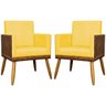 Kit 2 Poltronas Decorativa para Sala Recepção Escritório Consultório Lis Corino Peroba e Suede - 1