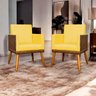 Kit 2 Poltronas Decorativa para Sala Recepção Escritório Consultório Lis Corino Peroba e Suede - 2