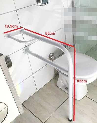 Barra Segurança Lateral Apoio C Pé Banheiro Deficiente Idoso - Branco - 2