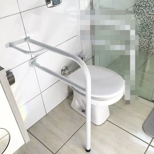 Barra Segurança Lateral Apoio C Pé Banheiro Deficiente Idoso - Branco - 1