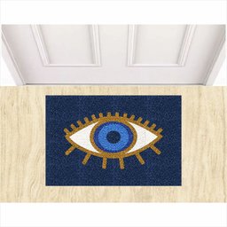 Capacho Tapete Vinil Olho Grego 60x40 Cm Azul Marinho. - 1